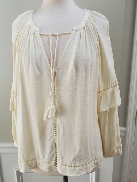 1. State Tops - 1. STATE SPLIT NECK TASSEL PEASANT BLOUSE